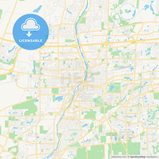 Empty vector map of Aurora, Illinois, USA