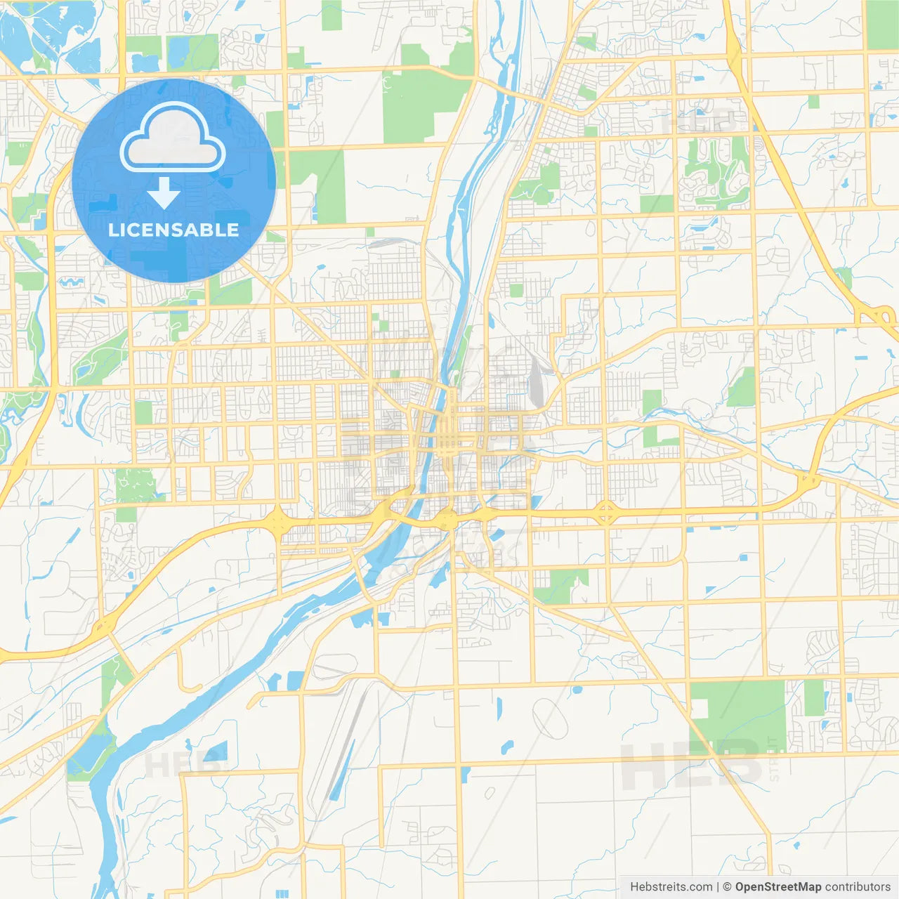 Empty vector map of Joliet, Illinois, USA
