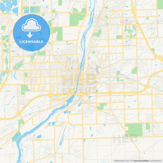 Empty vector map of Joliet, Illinois, USA