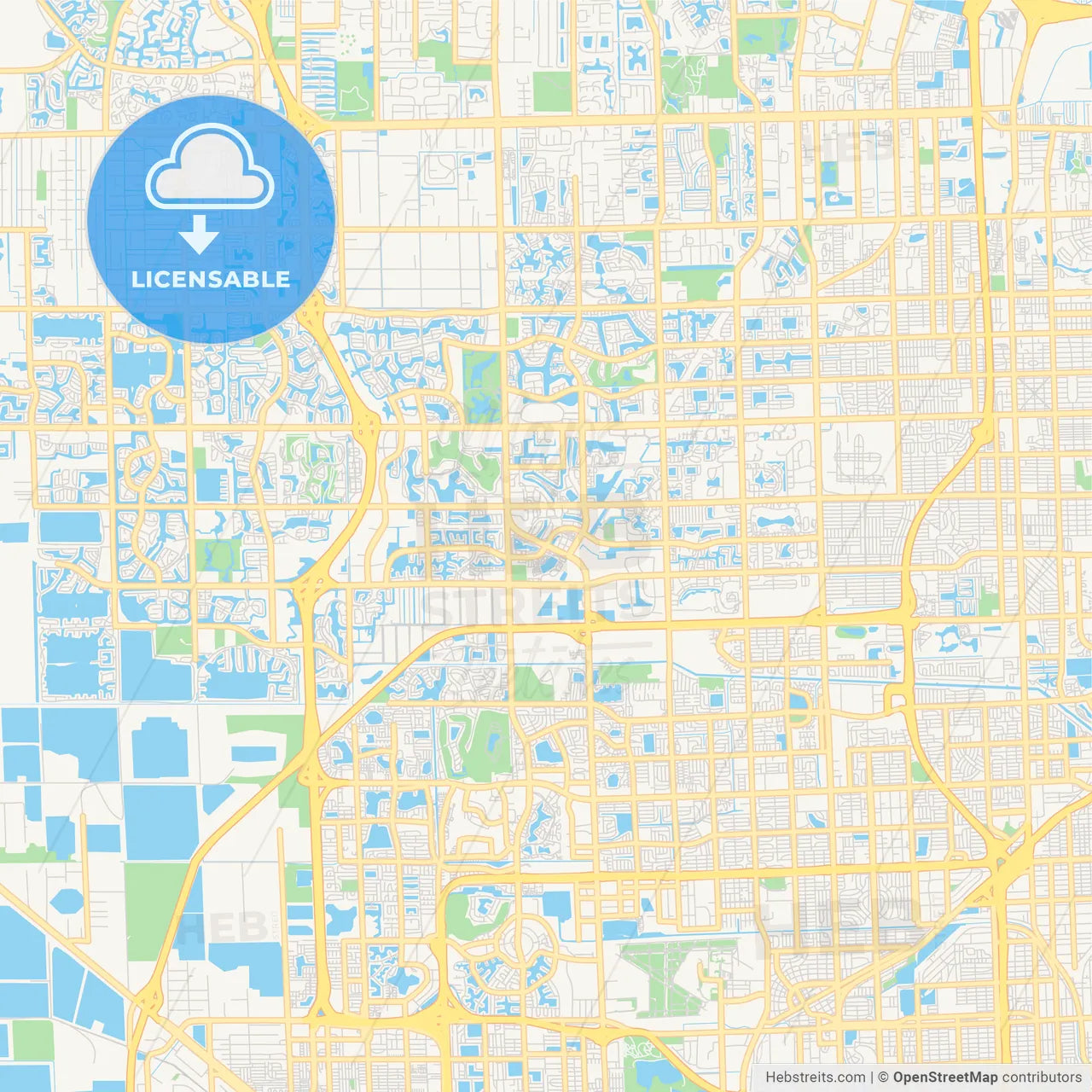 Empty vector map of Miramar, Florida, USA