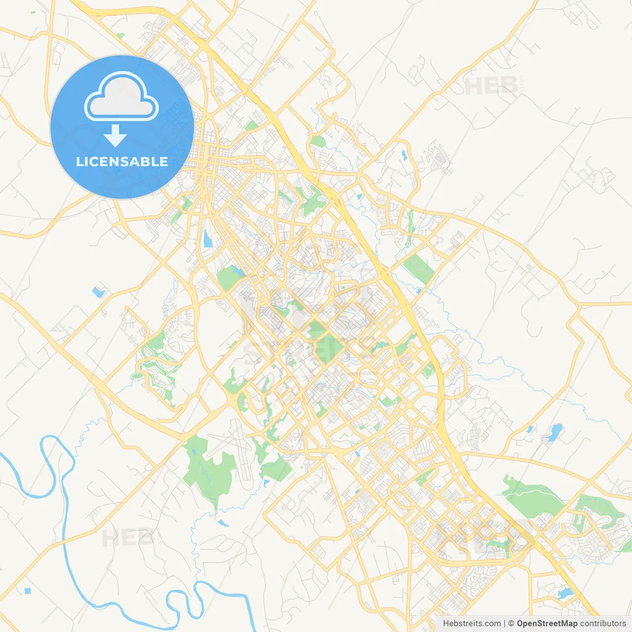 Empty vector map of College Station, Texas, USA