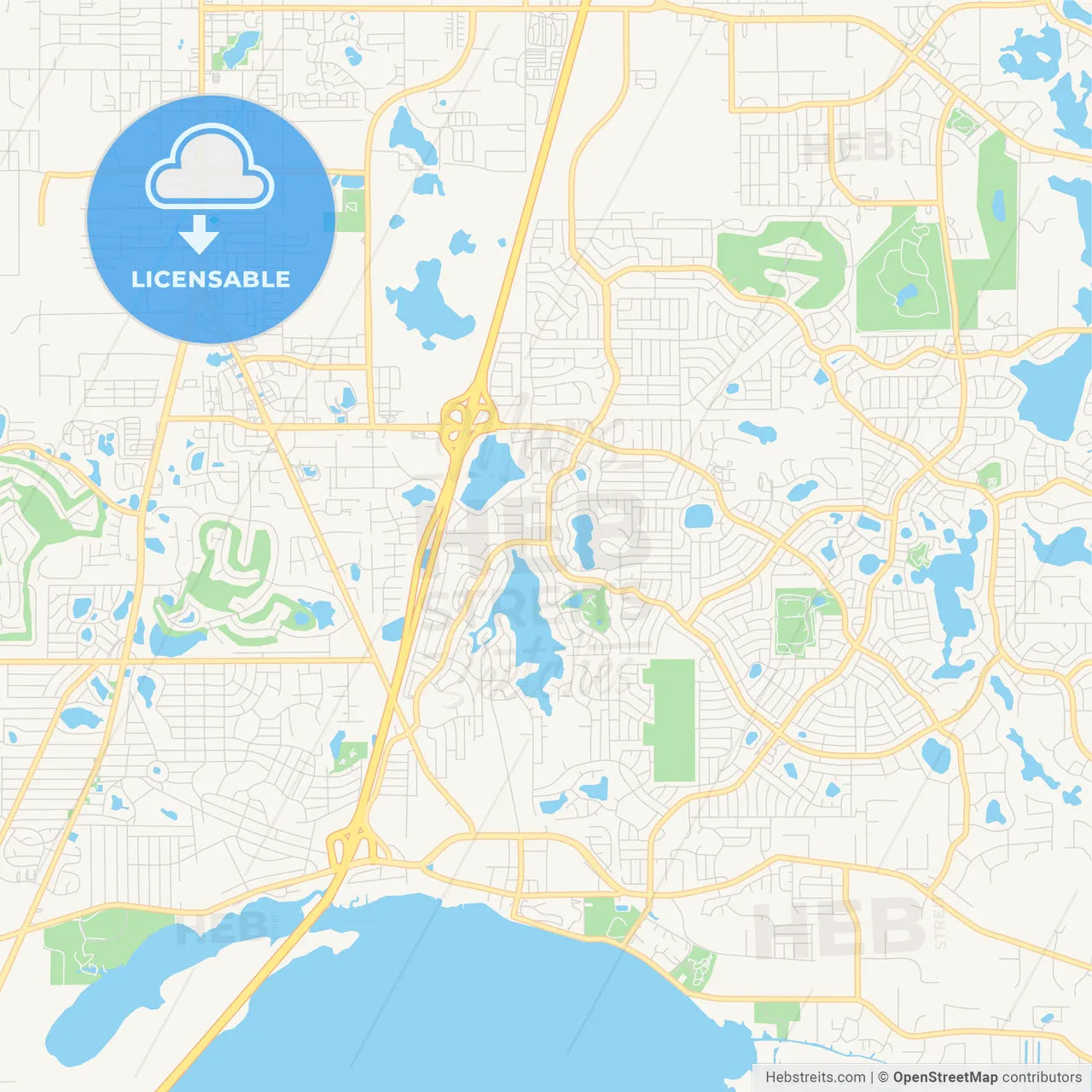 Empty vector map of Deltona, Florida, USA