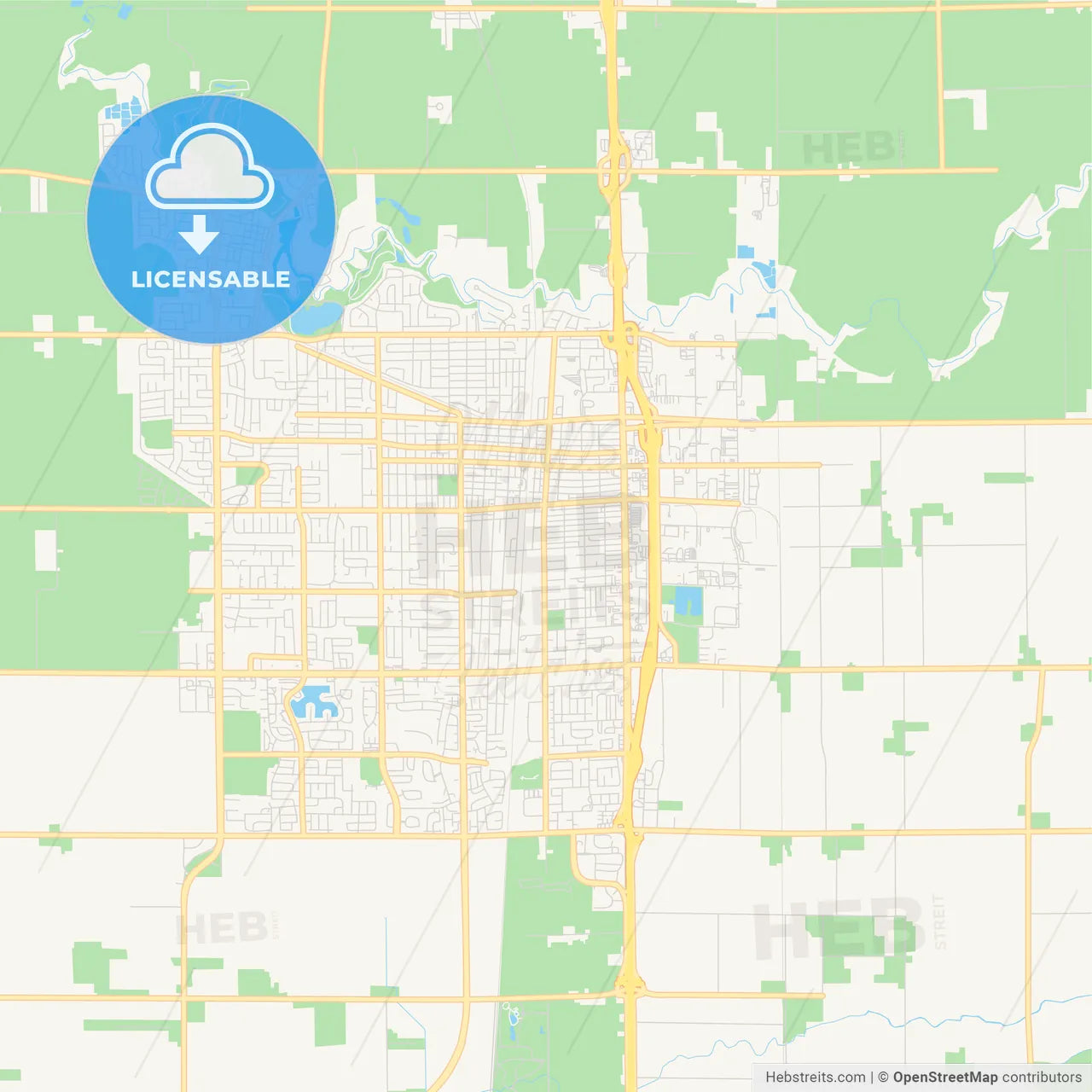 Empty vector map of Lodi, California, USA