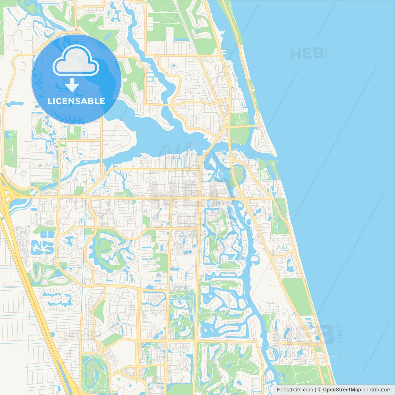 Empty vector map of Jupiter, Florida, USA