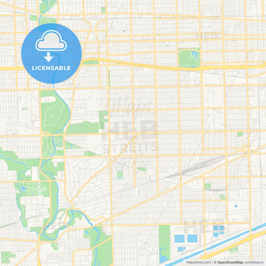 Empty vector map of Berwyn, Illinois, USA