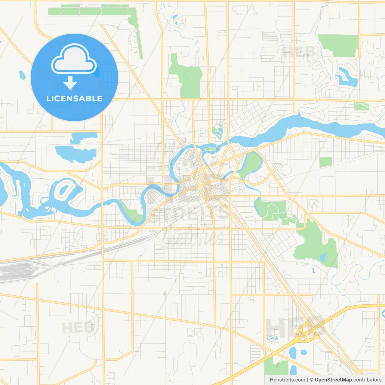 Empty vector map of Elkhart, Indiana, United States of America