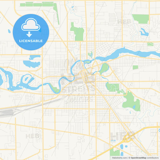 Empty vector map of Elkhart, Indiana, United States of America