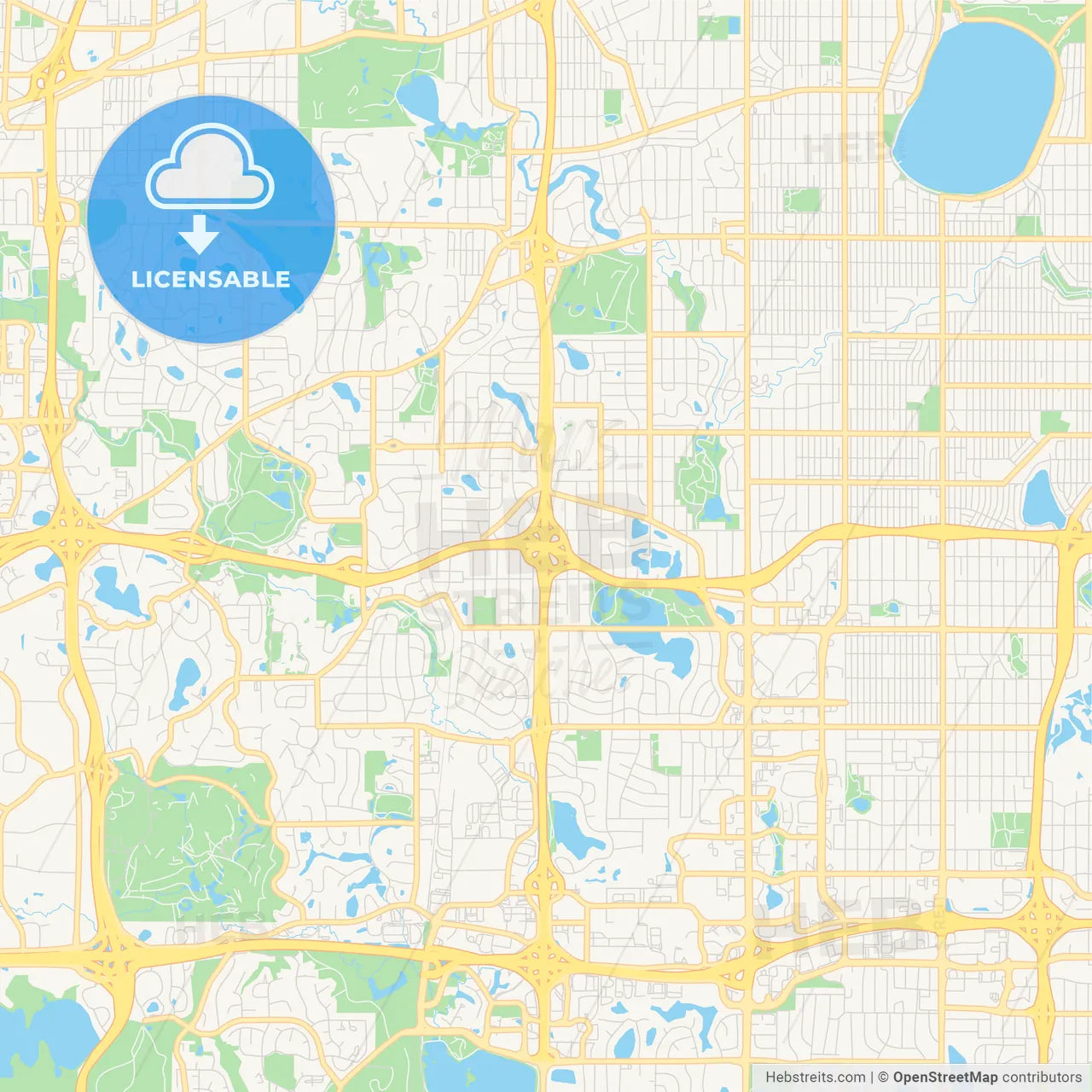 Empty vector map of Edina, Minnesota, United States of America