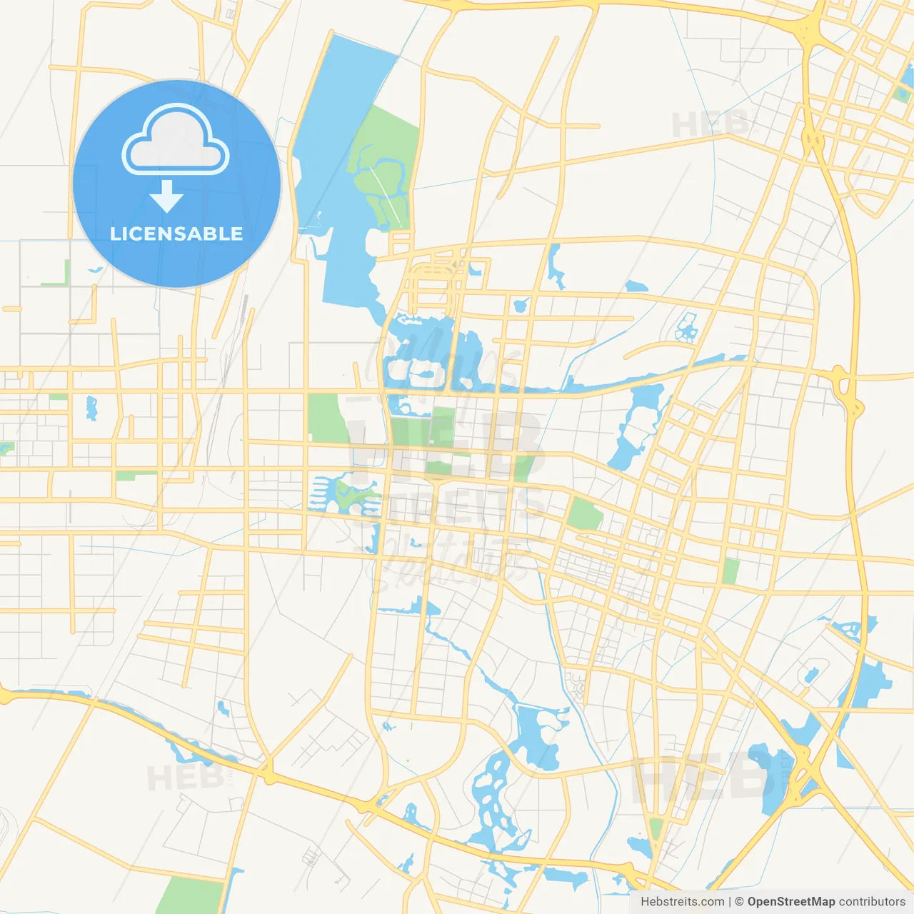 Printable street map of Yinchuan, China