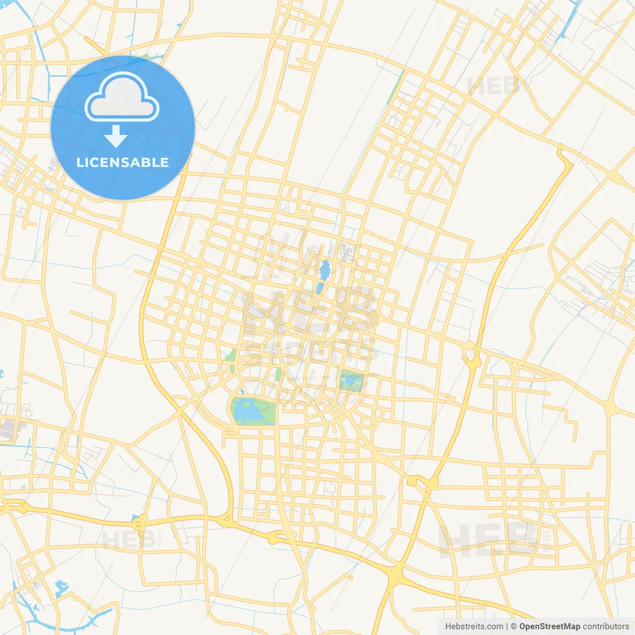 Printable street map of Zhangjiagang, China