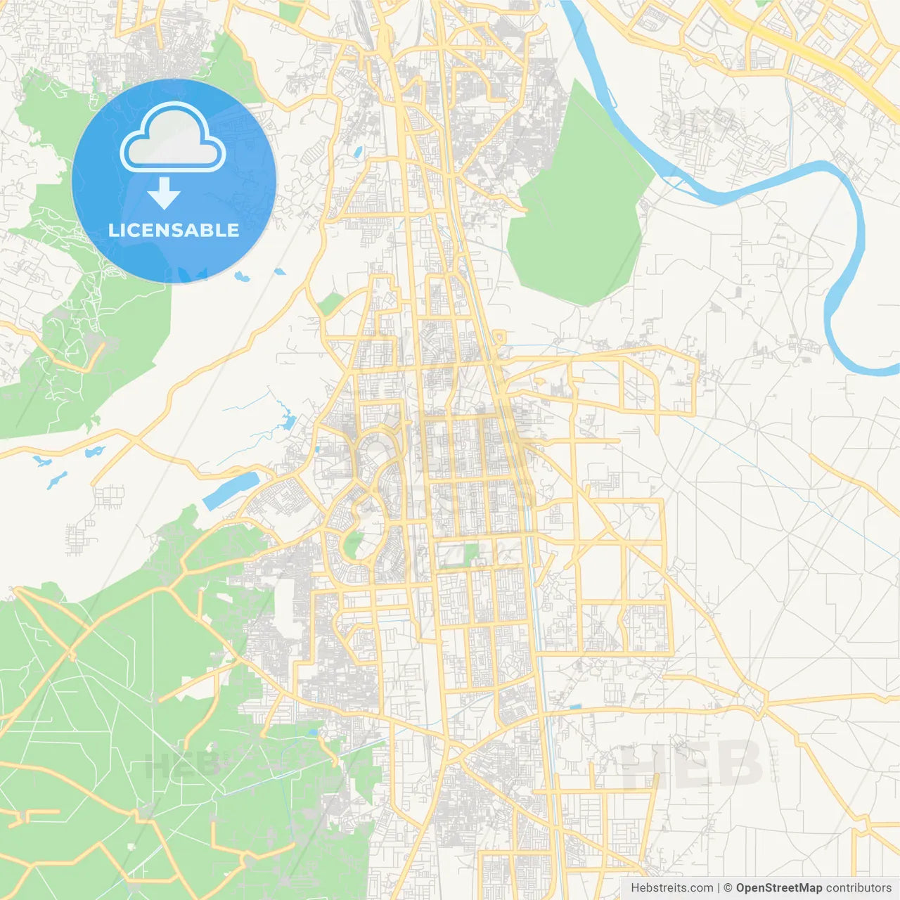 Printable street map of Faridabad, India