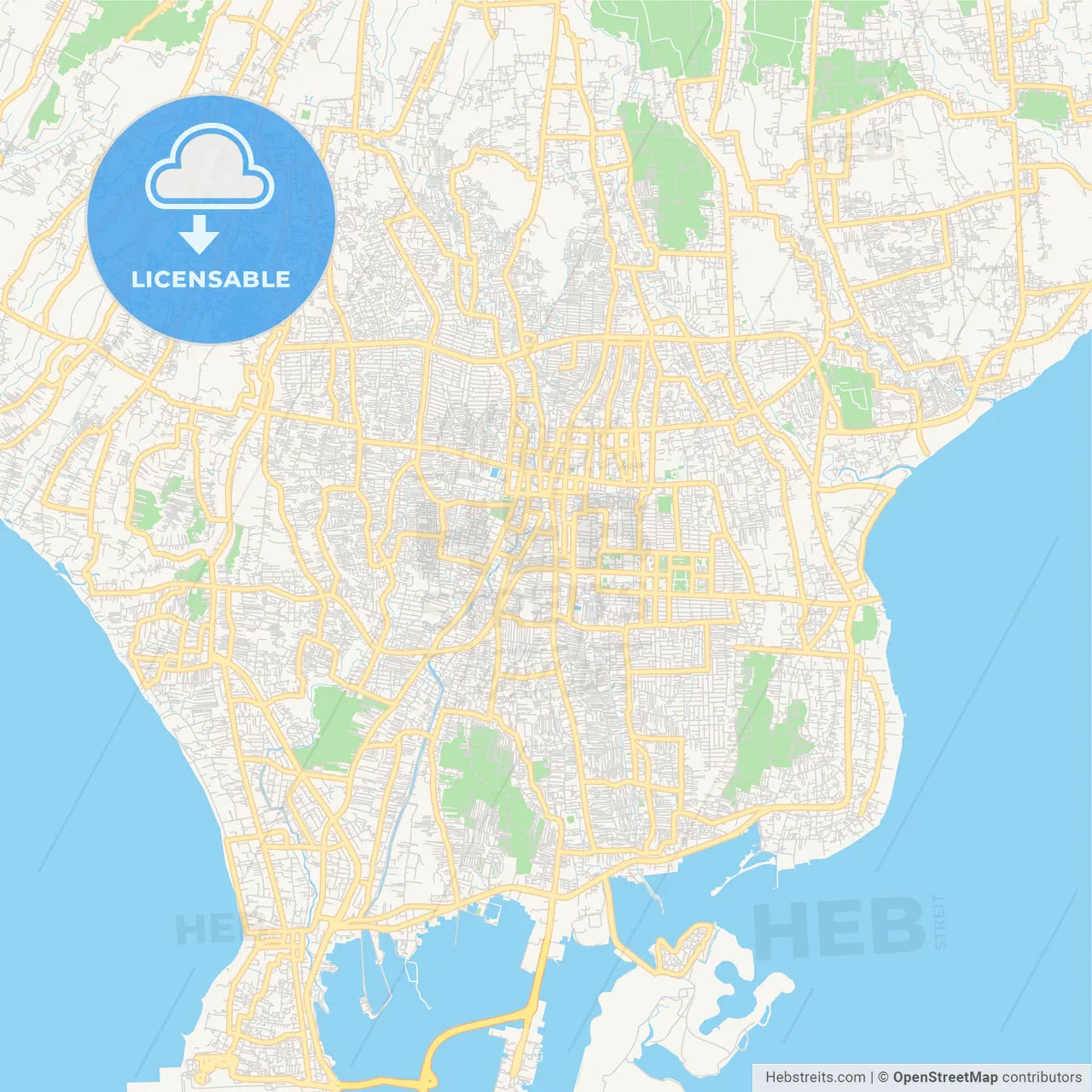 Printable street map of Denpasar, Indonesia