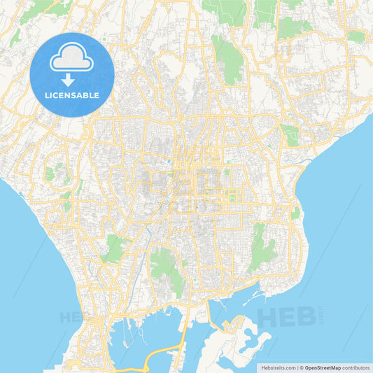 Printable street map of Denpasar, Indonesia