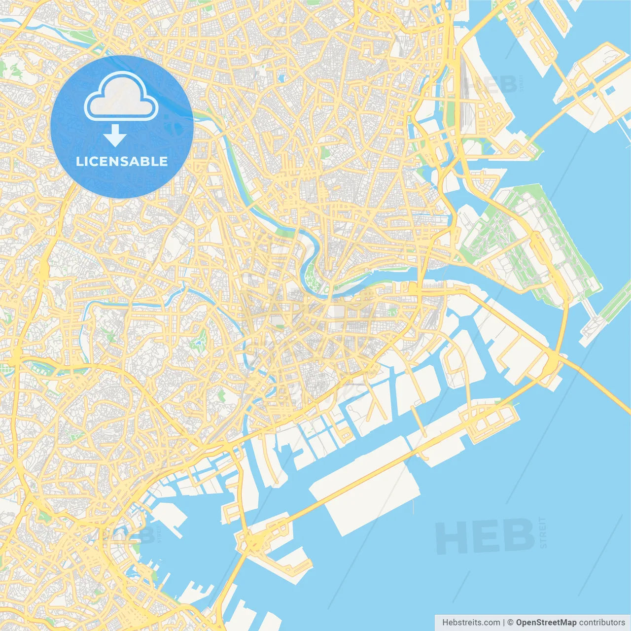 Printable street map of Kawasaki, Japan