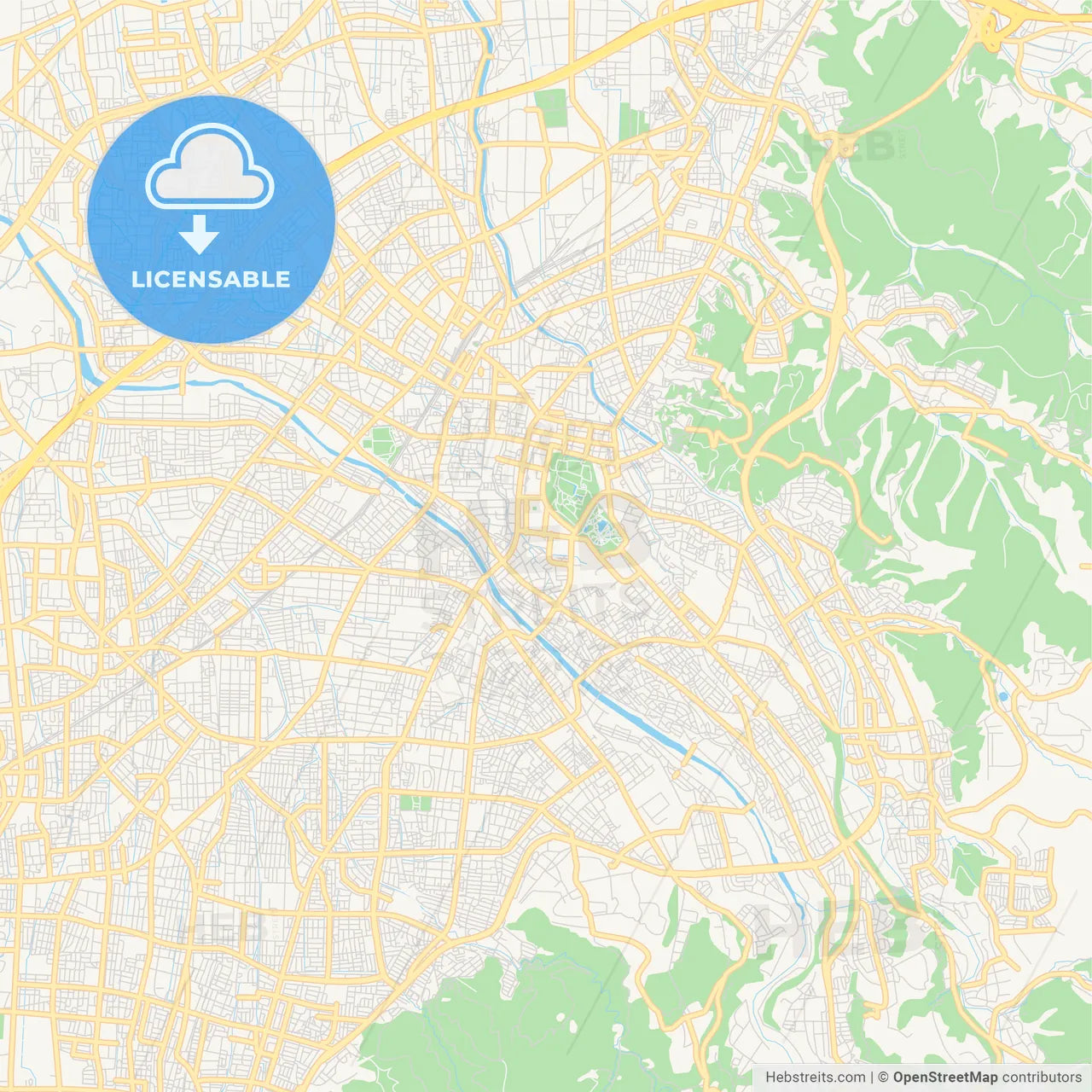 Printable street map of Kanazawa, Japan