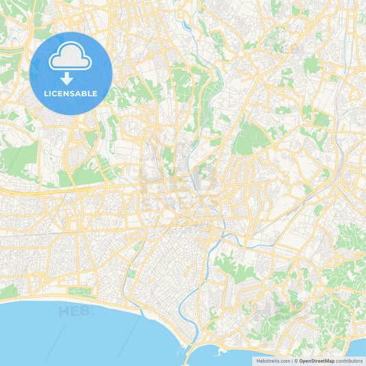 Printable street map of Fujisawa, Japan