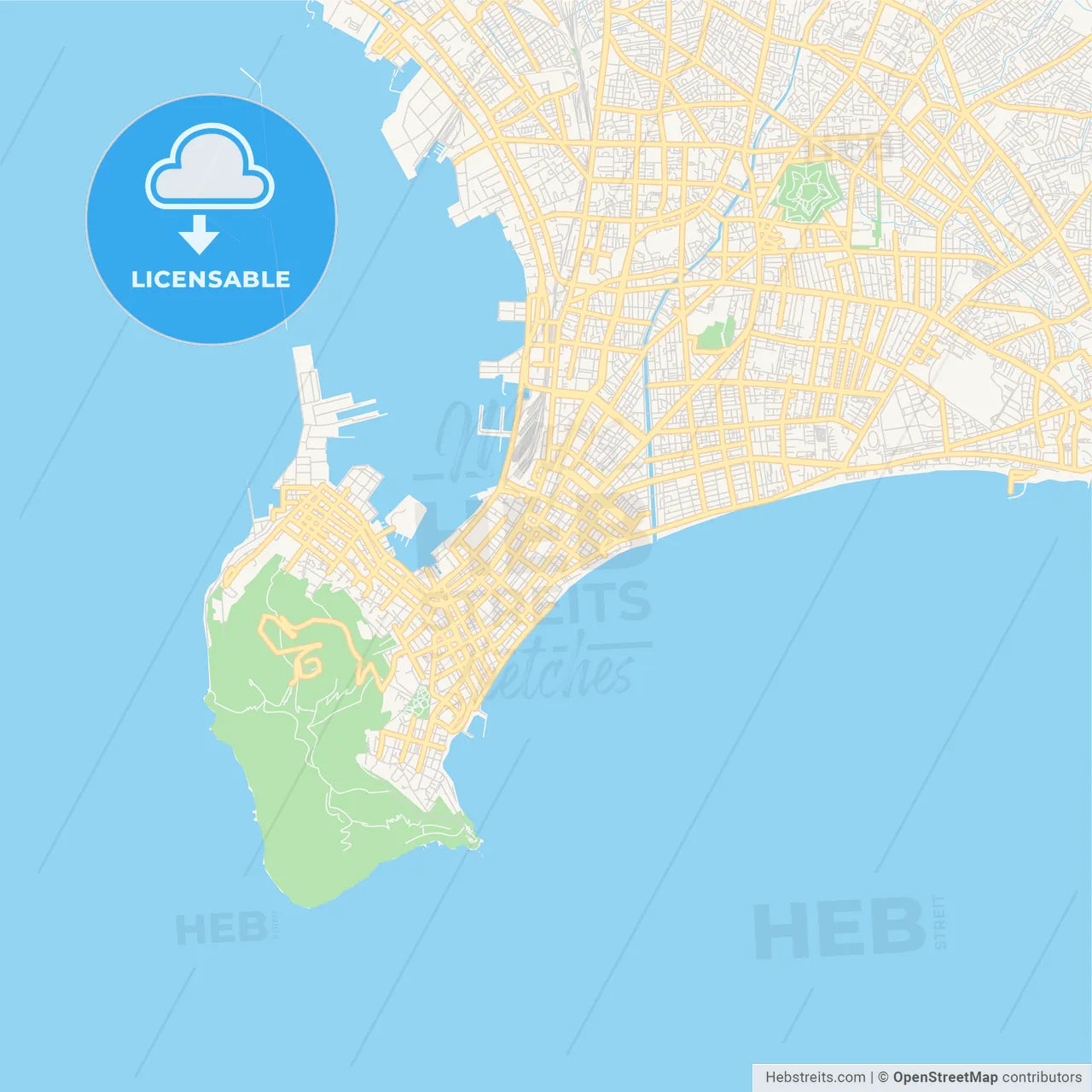 Printable street map of Hakodate, Japan