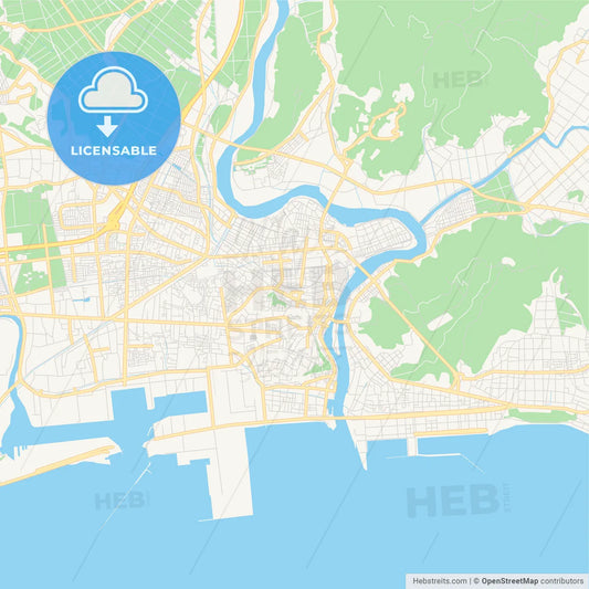Printable street map of Ishinomaki, Japan