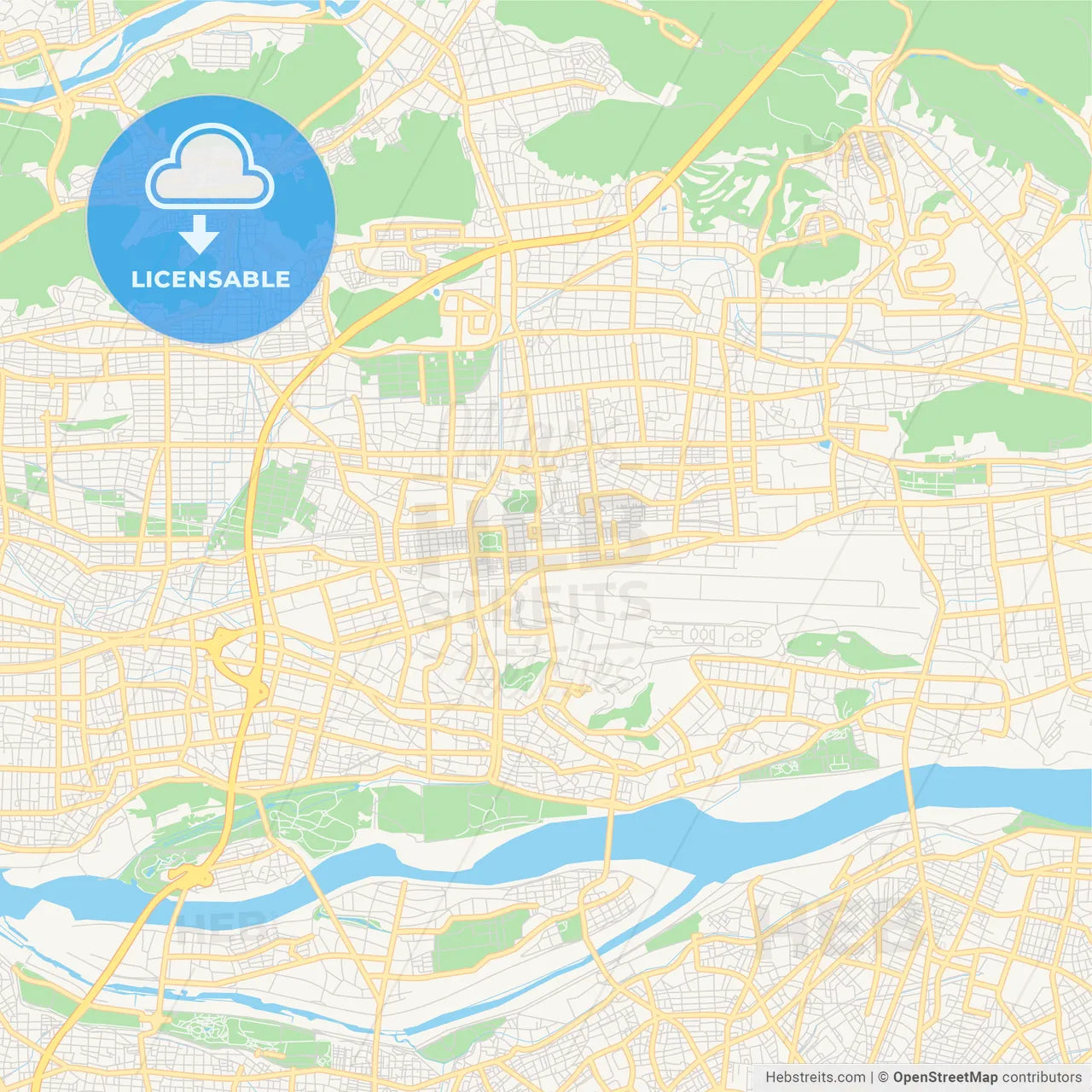 Printable street map of Kakamigahara, Japan