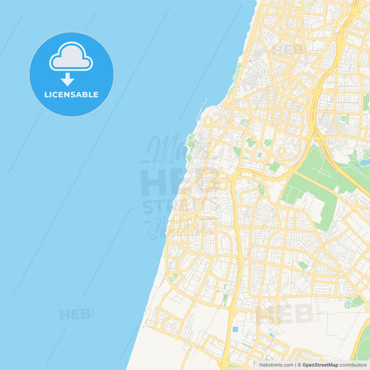 Printable street map of Bat Yam, Israel