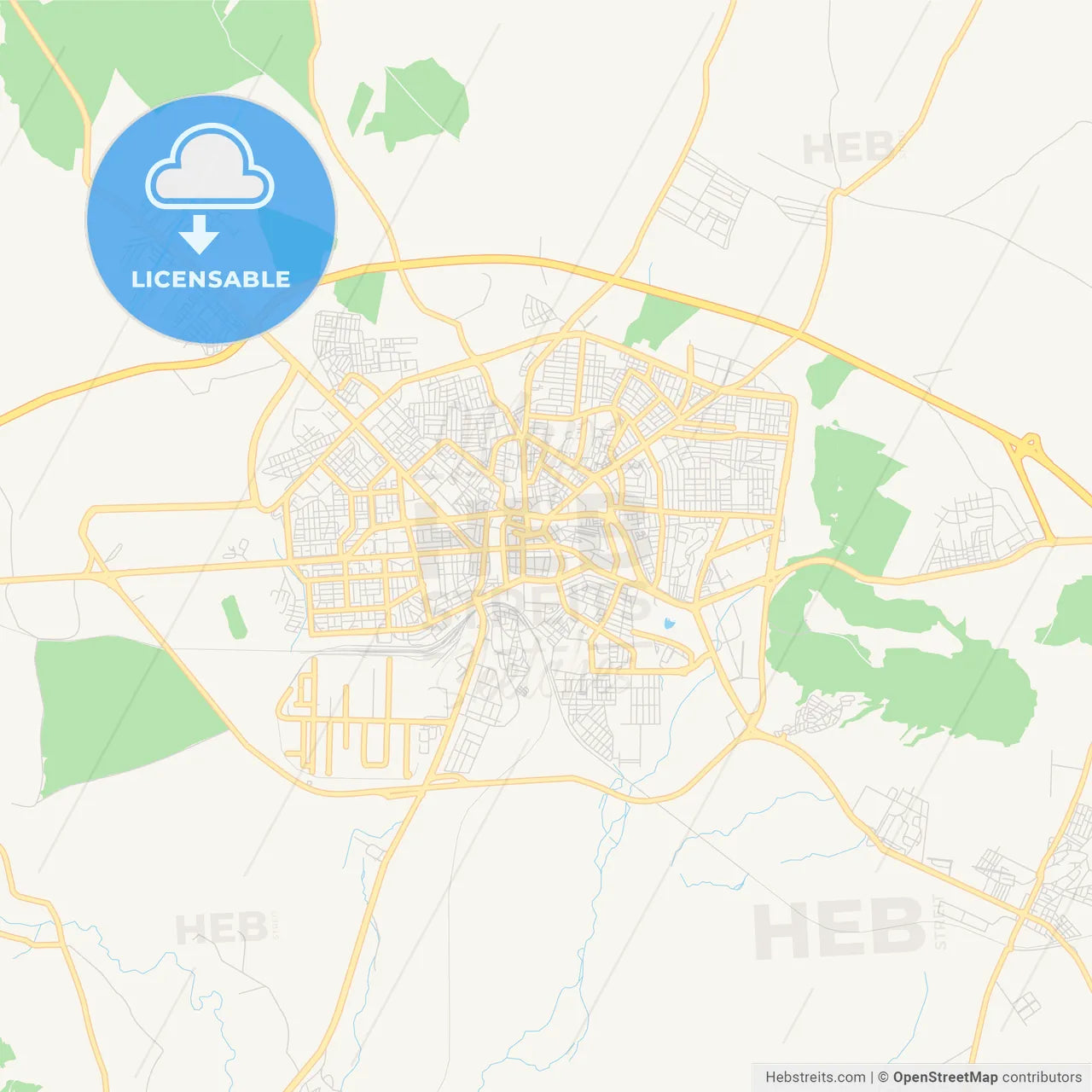 Printable street map of Bordj Bou Arreridj, Algeria