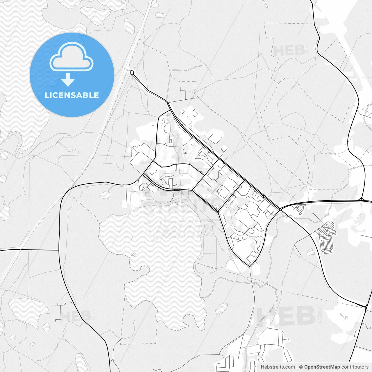 Vector PDF map of Visaginas, Lithuania