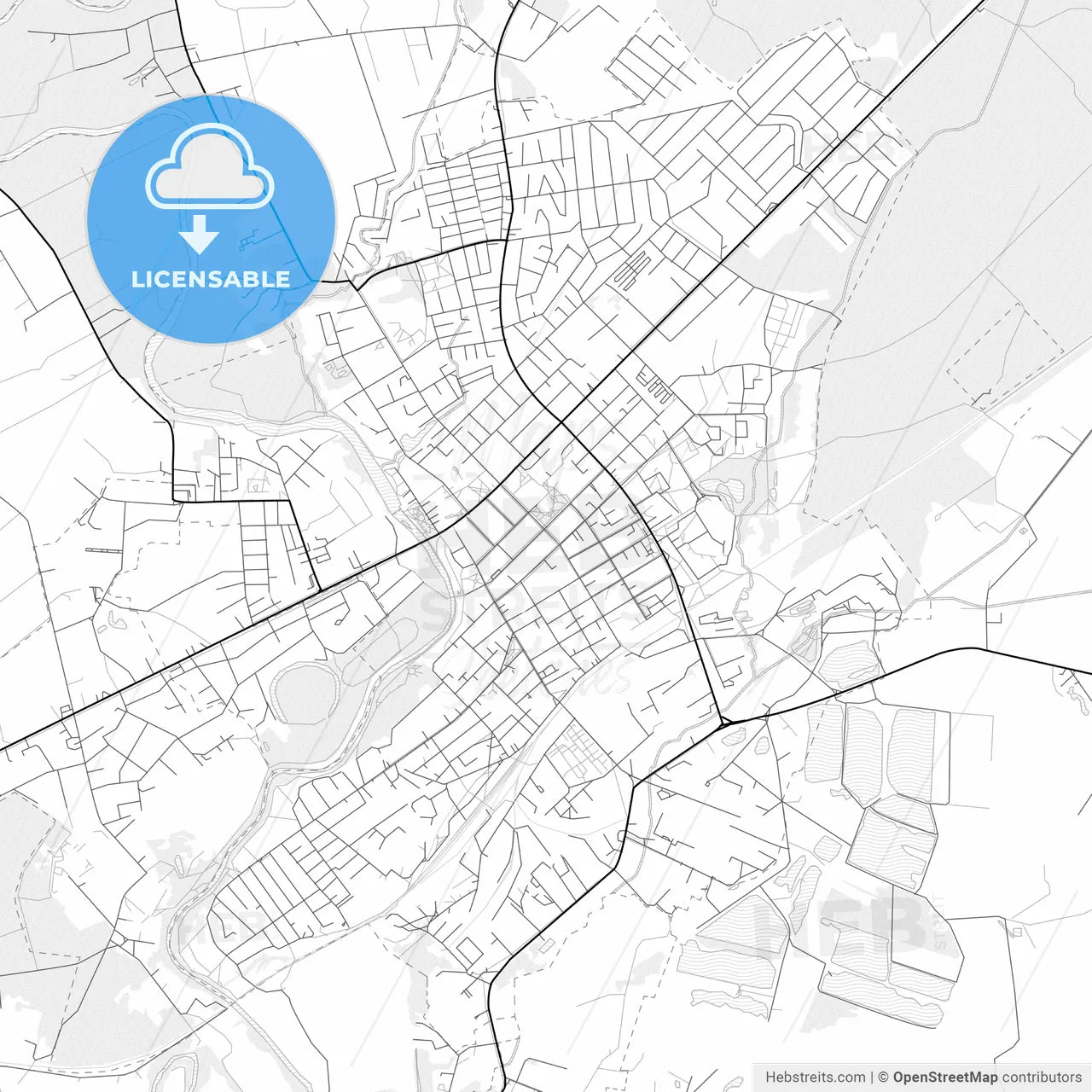 Vector PDF map of Tauragė, Lithuania