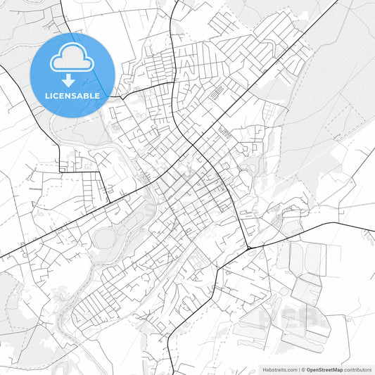 Vector PDF map of Tauragė, Lithuania
