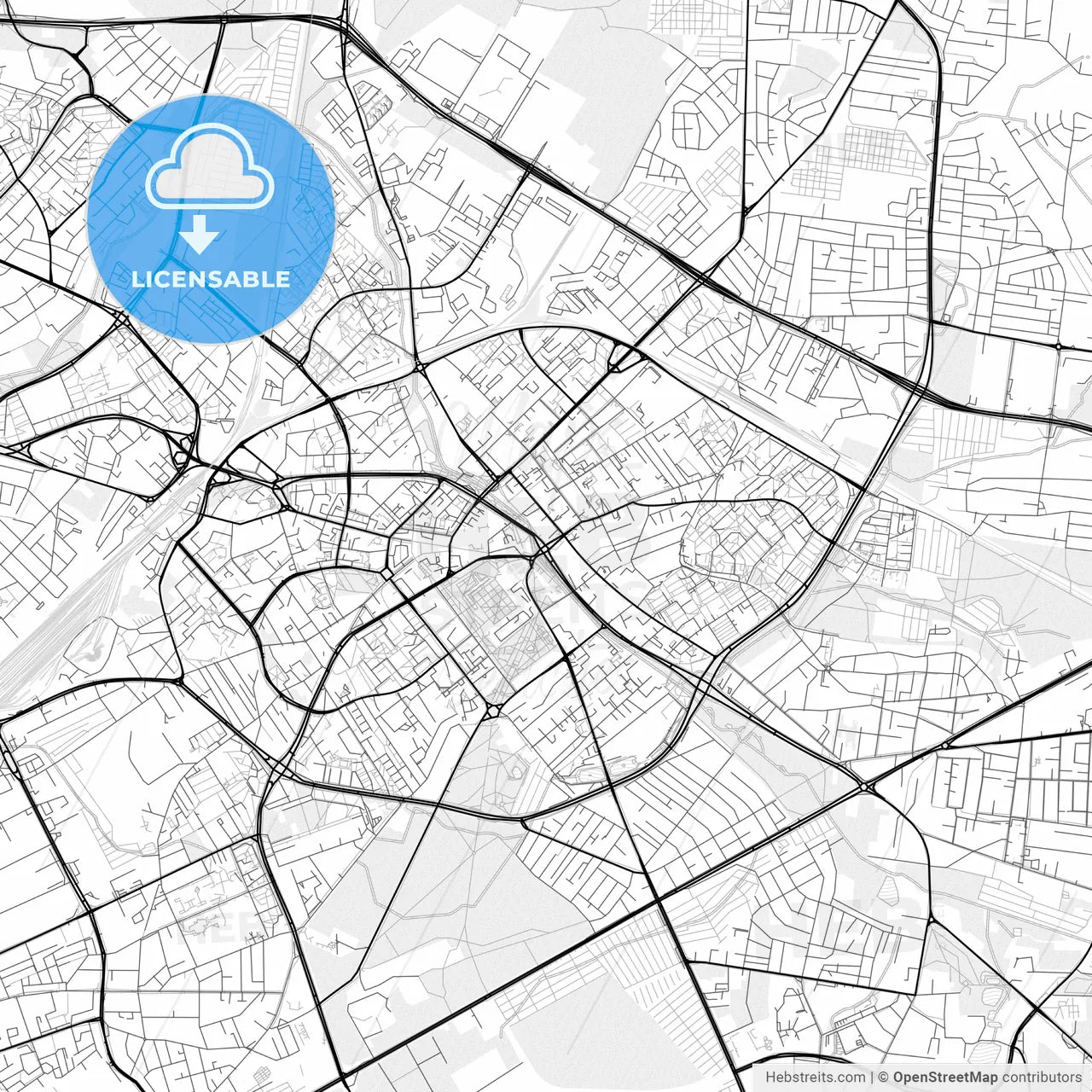 Vector PDF map of Białystok, Poland