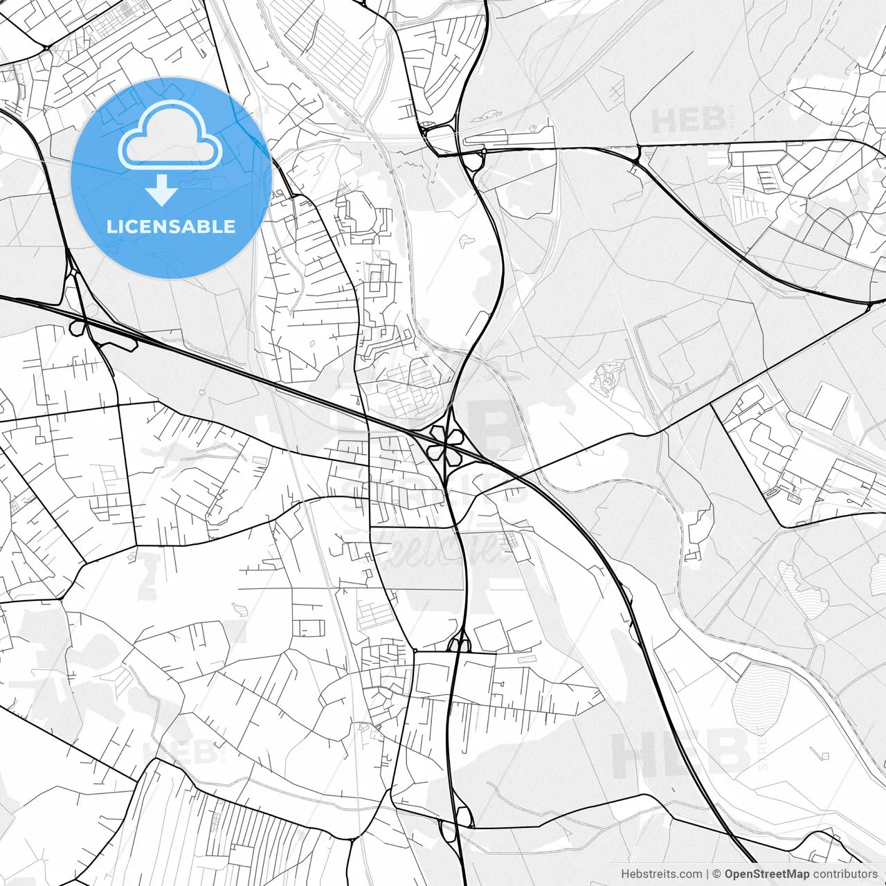 Vector PDF map of Mysłowice, Poland