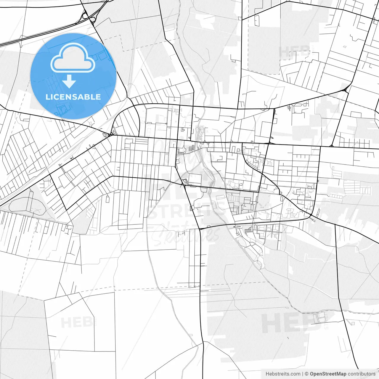 Vector PDF map of Pabianice, Poland