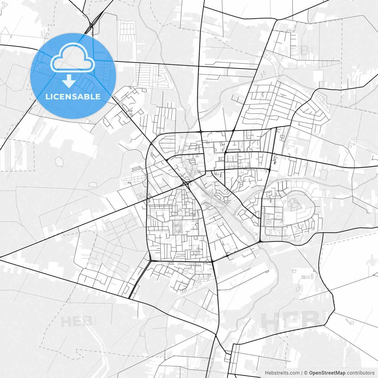 Vector PDF map of Bełchatów, Poland