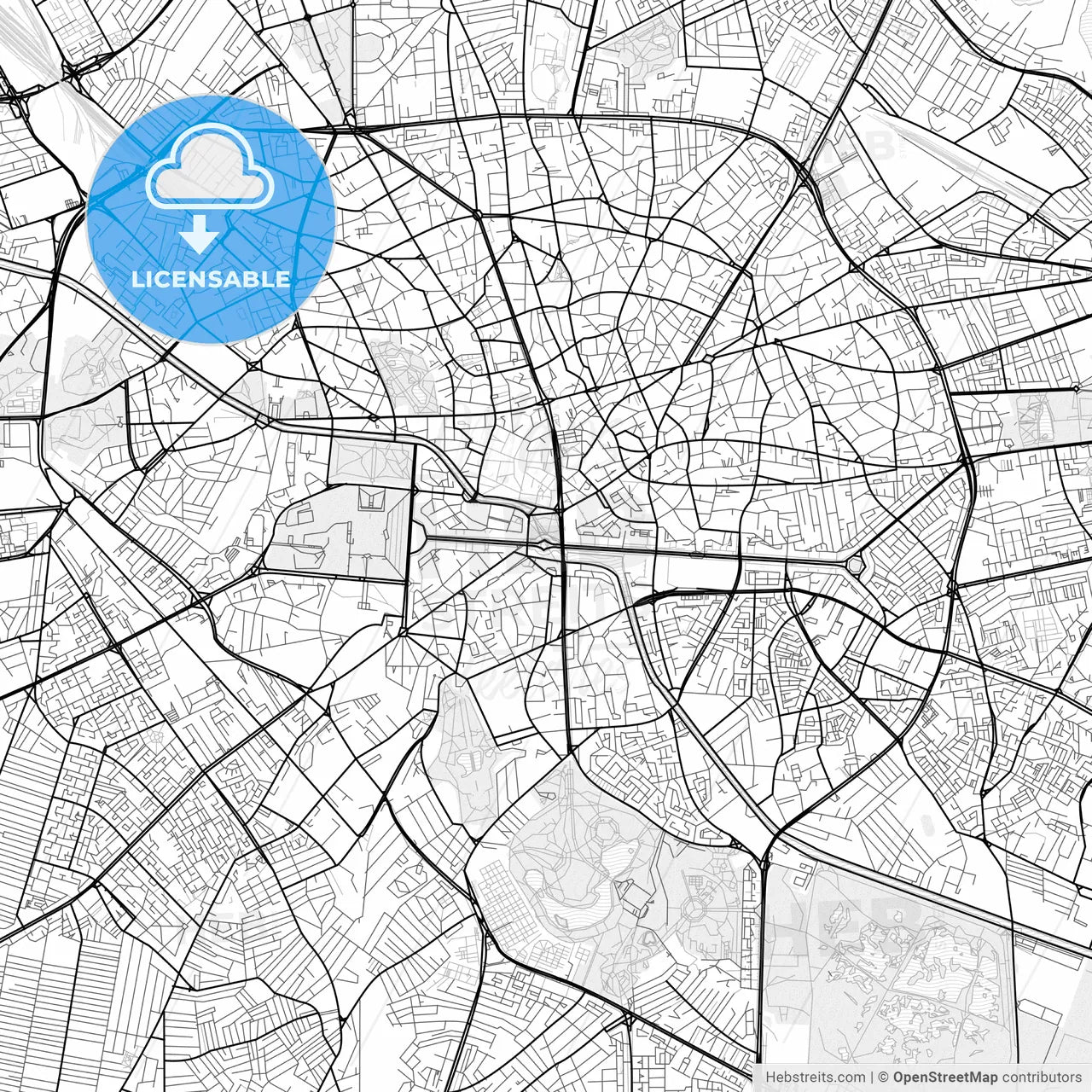 Vector PDF map of Bucharest, Romania