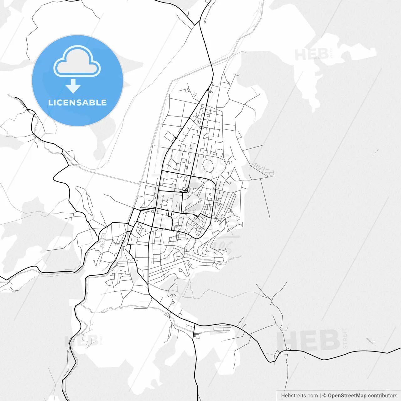 Vector PDF map of Hunedoara, Romania