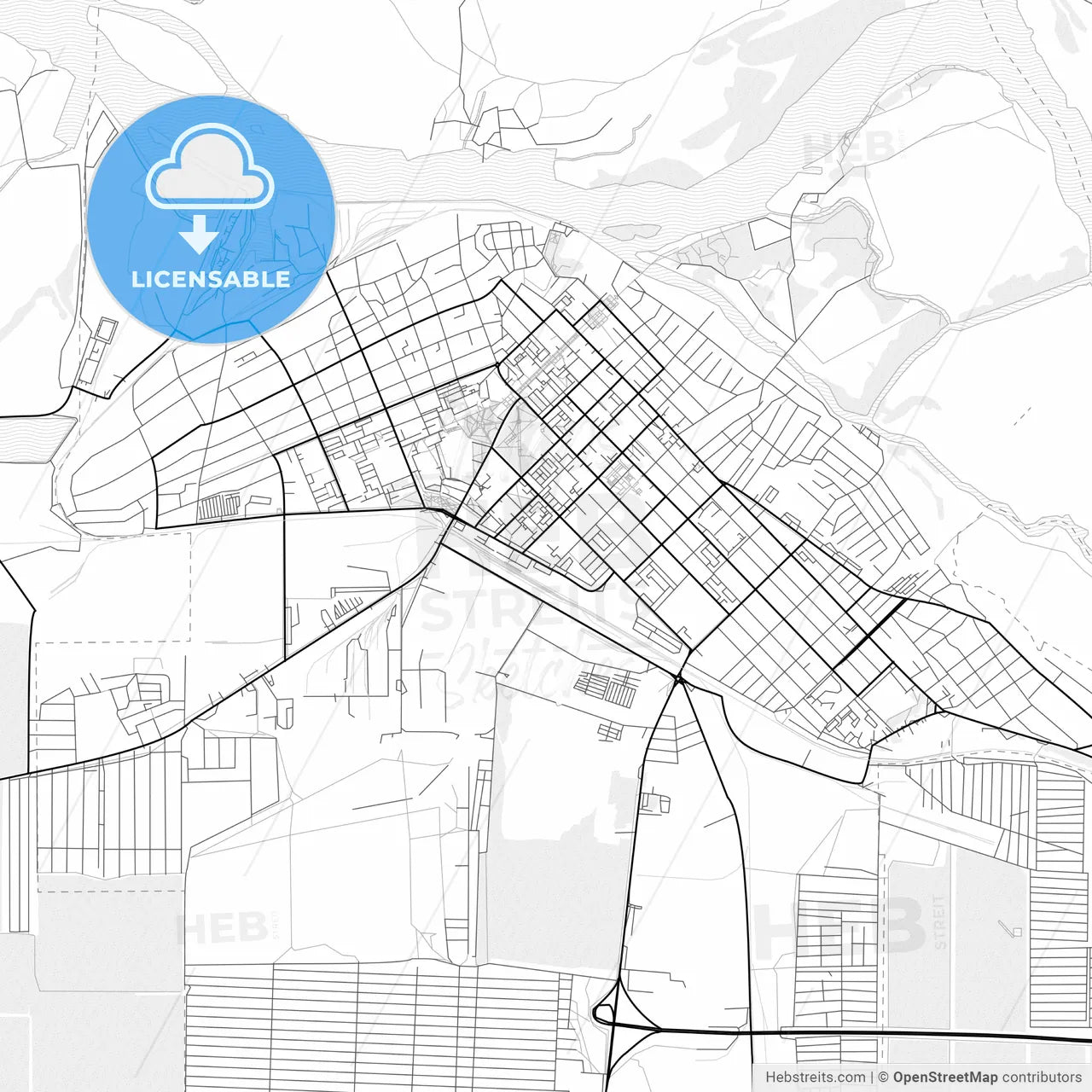 Vector PDF map of Azov, Russia