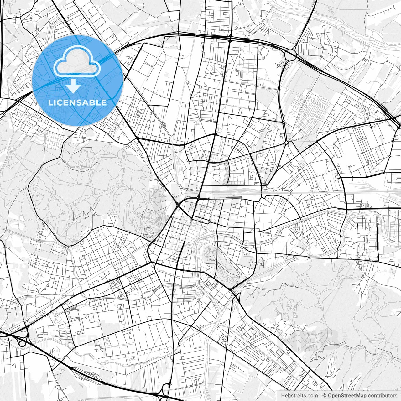 Vector PDF map of Ljubljana, Slovenia