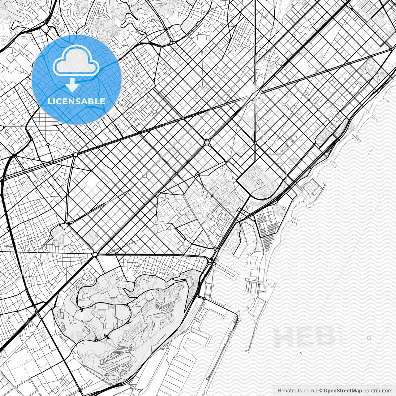 Vector PDF map of Barcelona, Spain