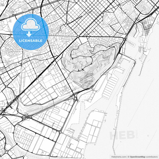 Vector PDF map of Sants-Montjuïc, Spain