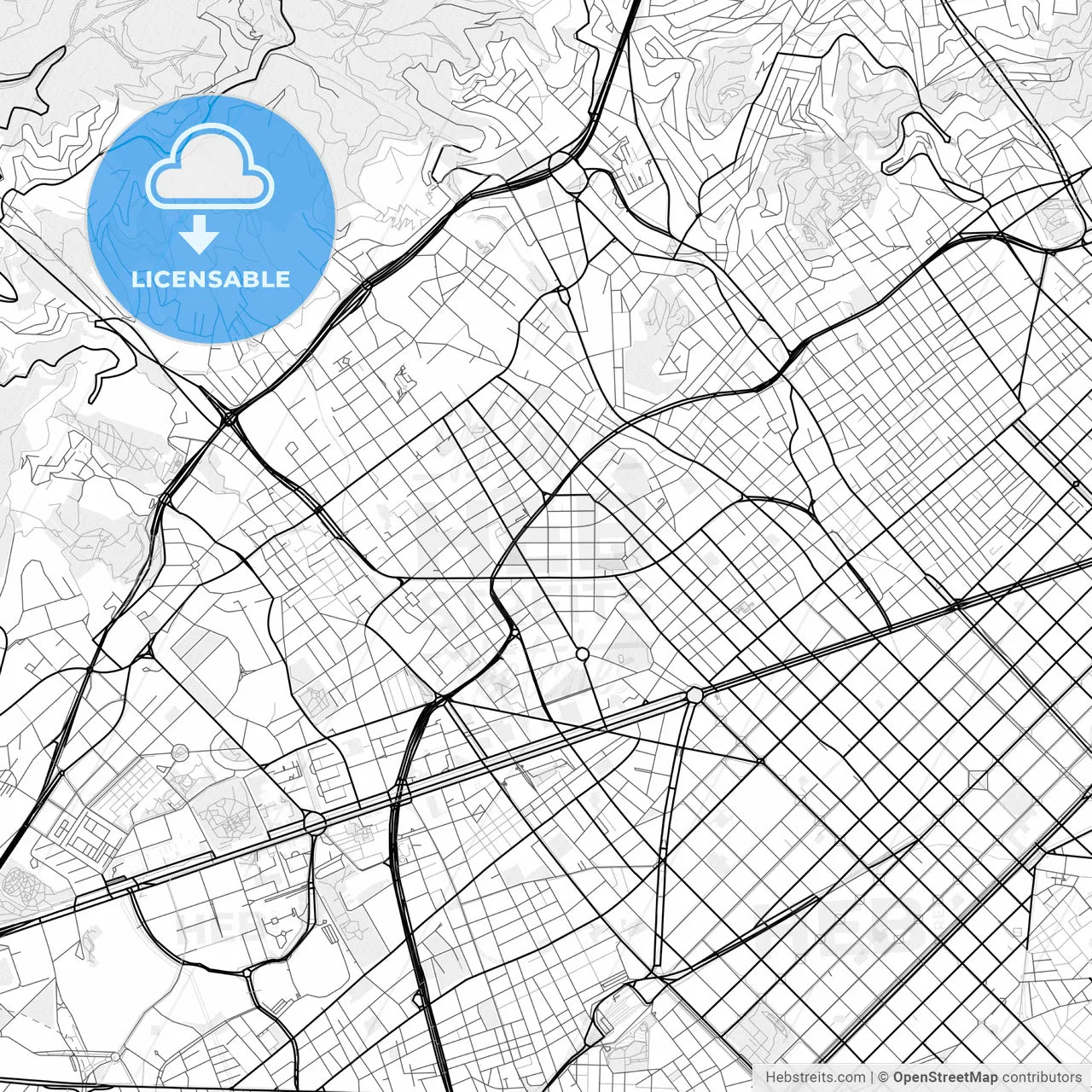 Vector PDF map of Sarrià-Sant Gervasi, Spain