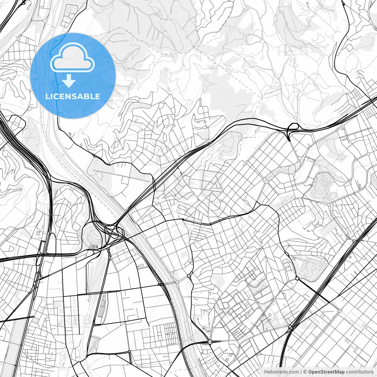Vector PDF map of Santa Coloma de Gramenet, Spain