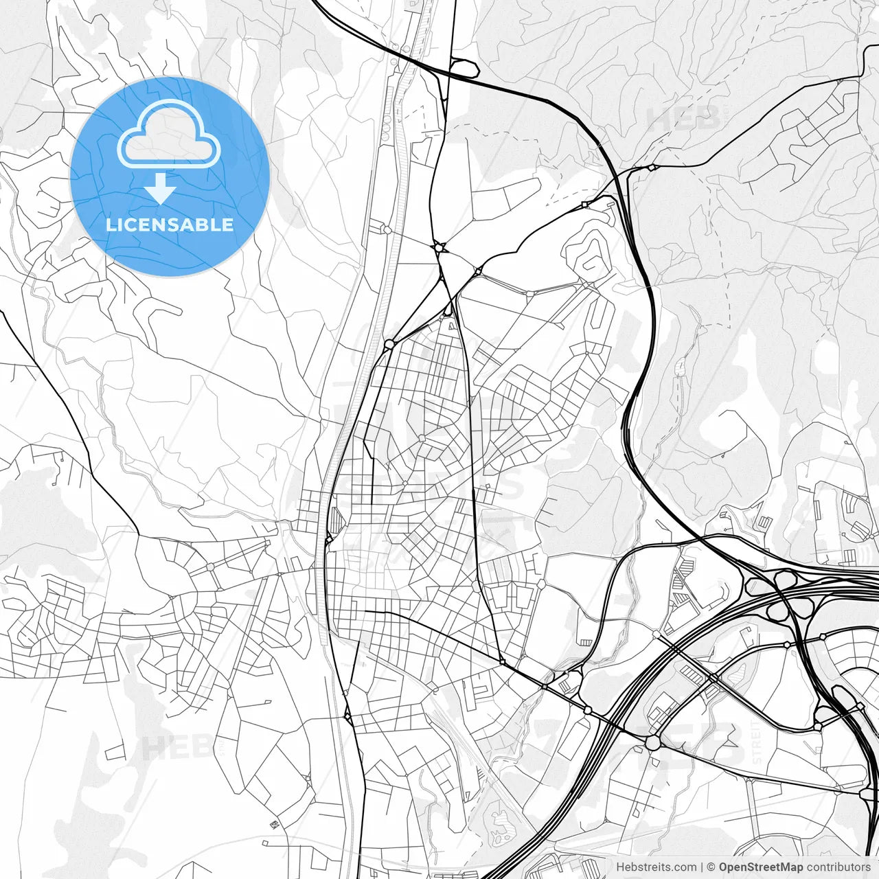 Vector PDF map of Rubí, Spain