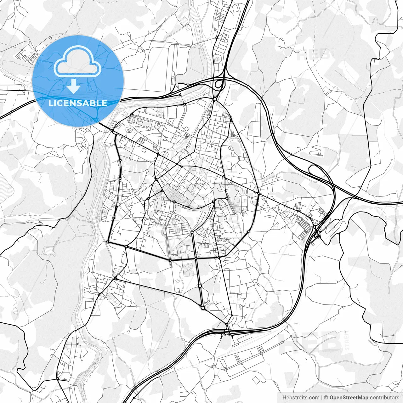 Vector PDF map of Torrelavega, Spain