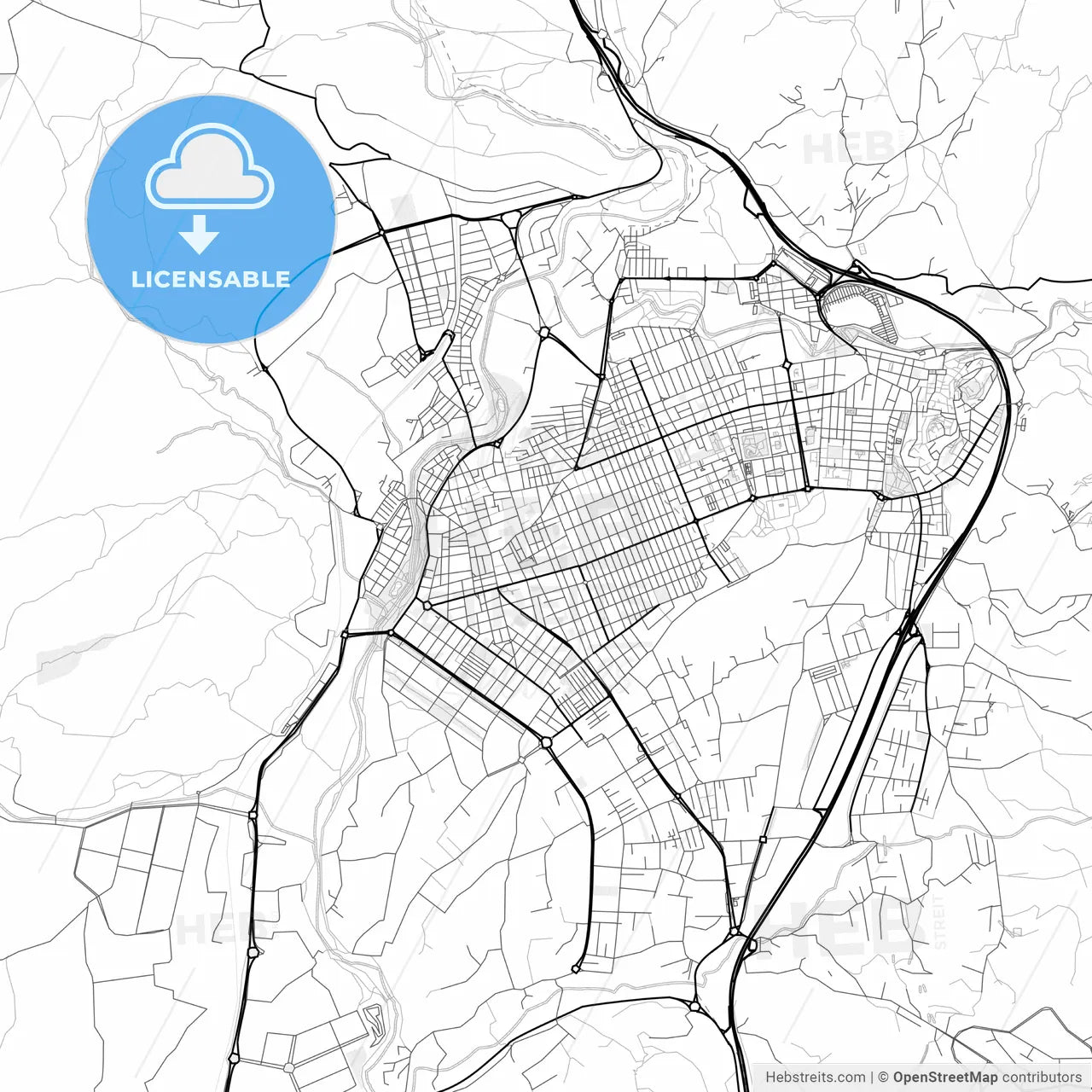 Vector PDF map of Elda, Spain
