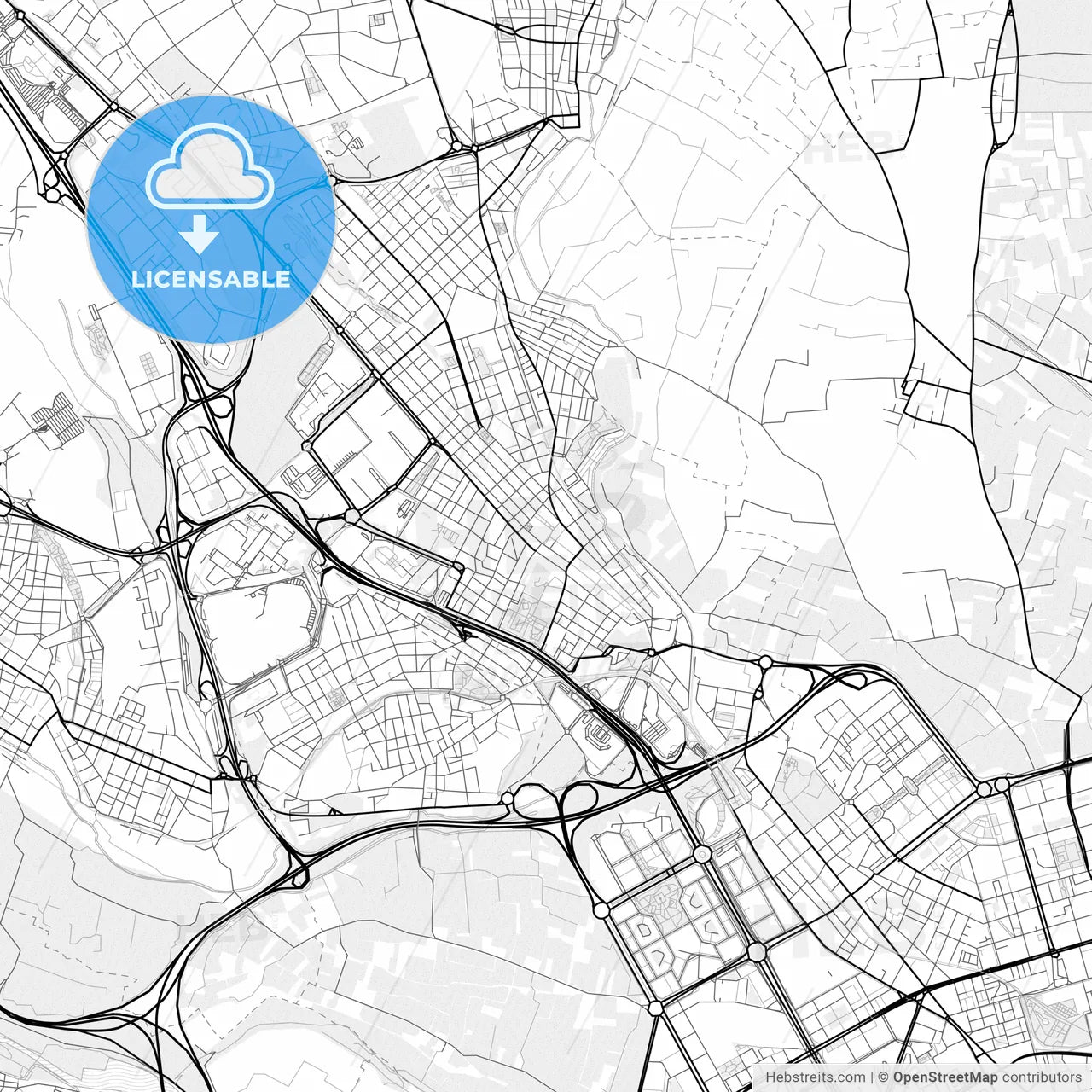 Vector PDF map of Burjassot, Spain