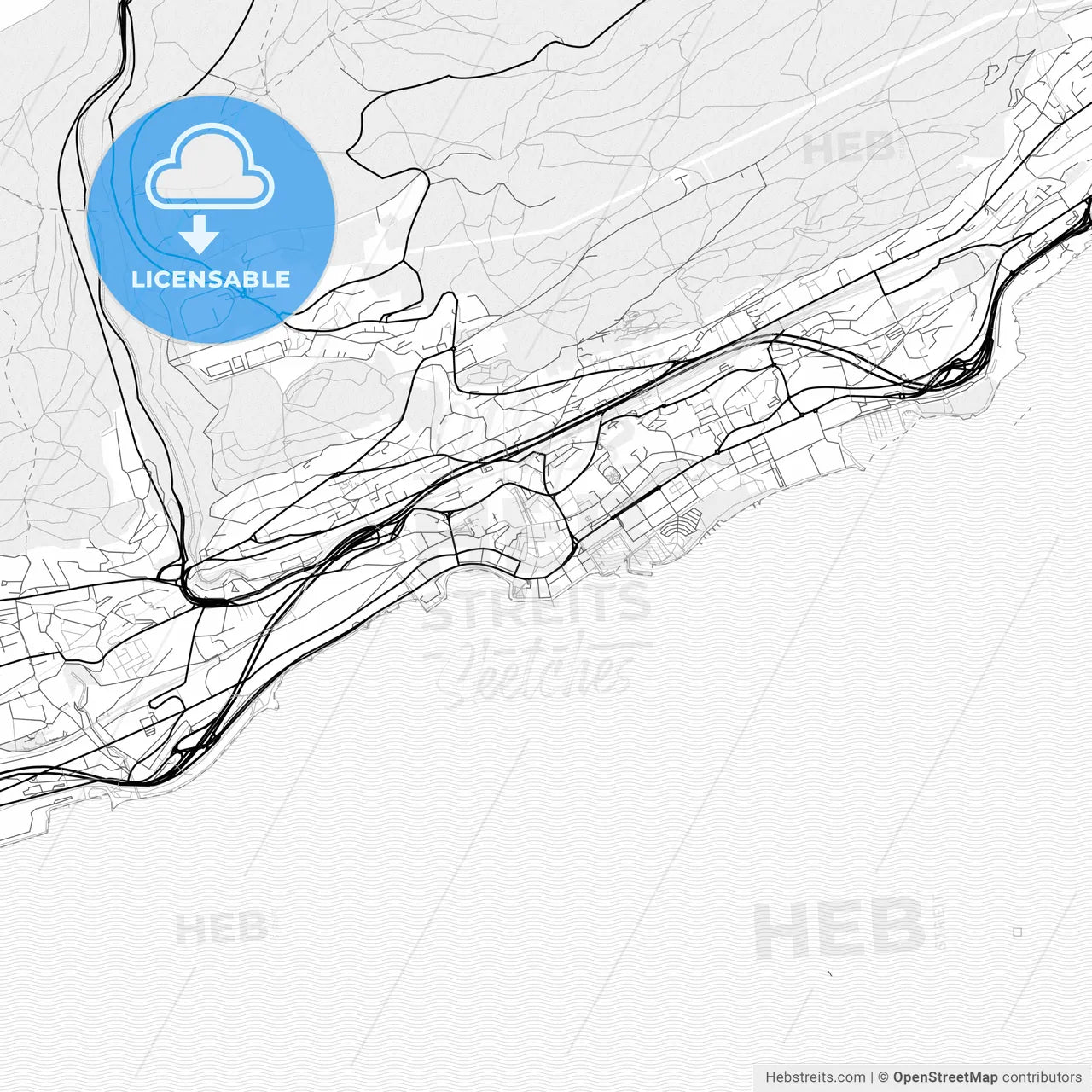 Vector PDF map of Neuchâtel, Switzerland
