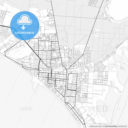 Vector PDF map of Berdiansk, Ukraine
