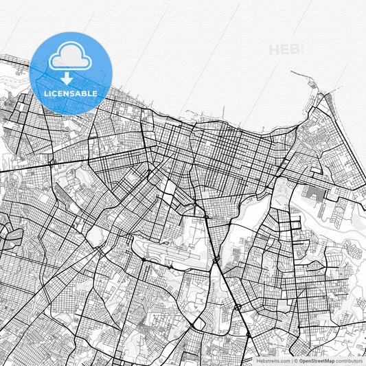 Vector PDF map of Fortaleza, Brazil