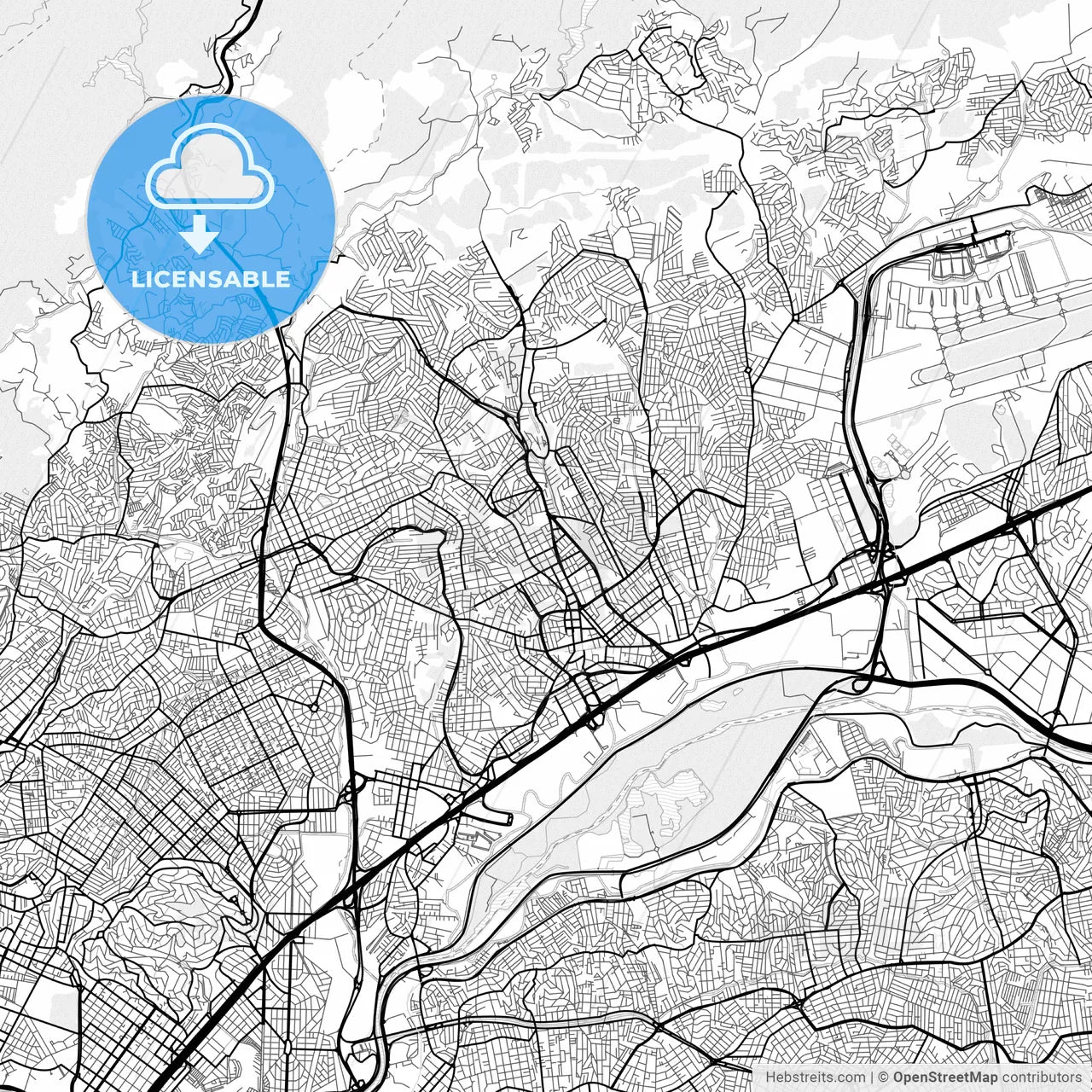 Vector PDF map of Guarulhos, Brazil
