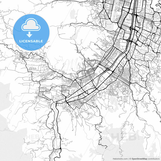 Vector PDF map of Itaguei, Colombia