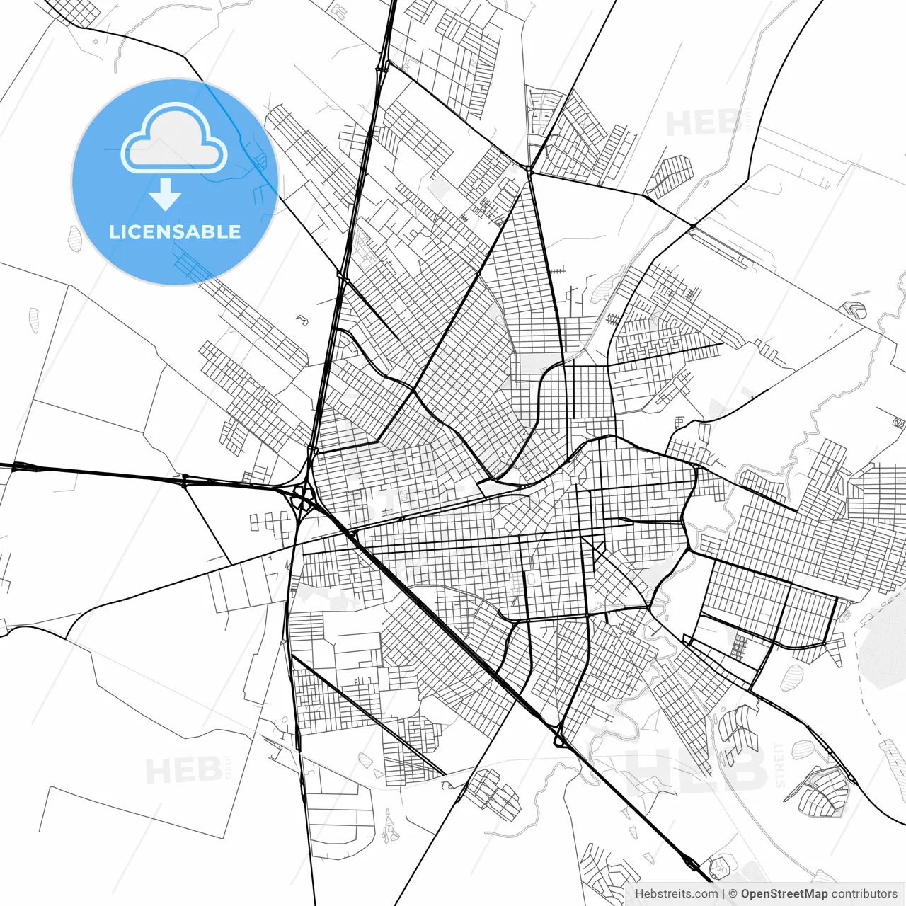 Vector PDF map of Aracatuba, Brazil